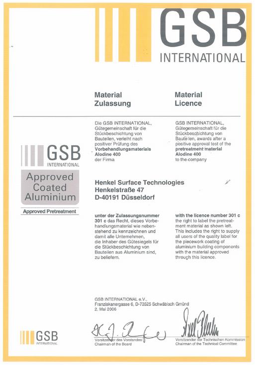 Certifikát GSB